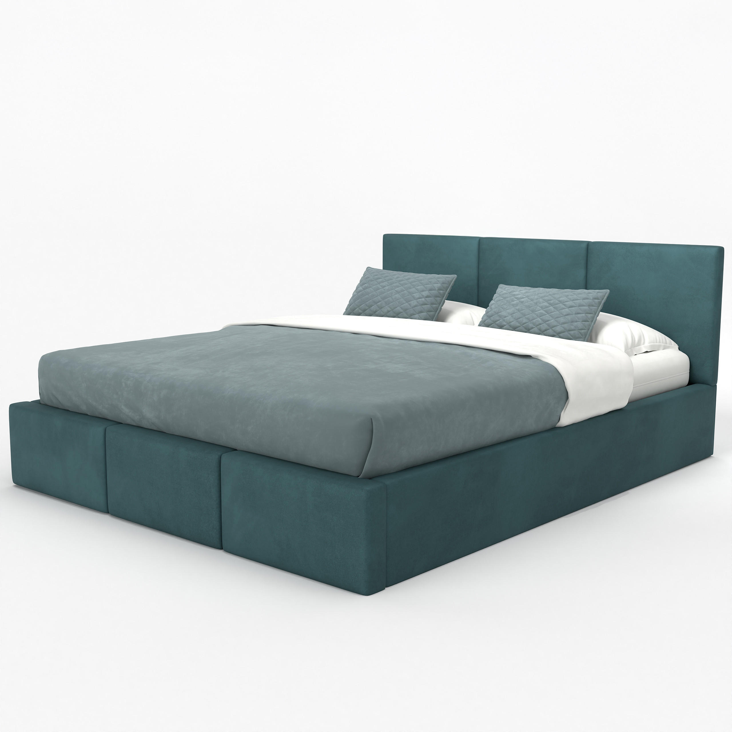 POLSTERBETT mit Stauraum Türkis 120x200cm Kopfteil 88cm - Türkis, Holzwerkstoff/Textil (120/200cm) - Muralo