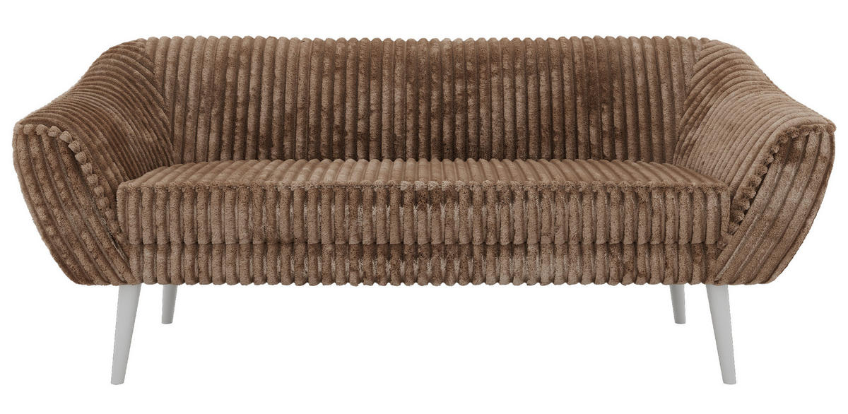 TŘÍMÍSTNÁ POHOVKA PIRS 3 - Hnědá Manšestr - Bílé nohy - bílá/hnědá, kompozitní dřevo/textil (180/75/74cm) - MKS