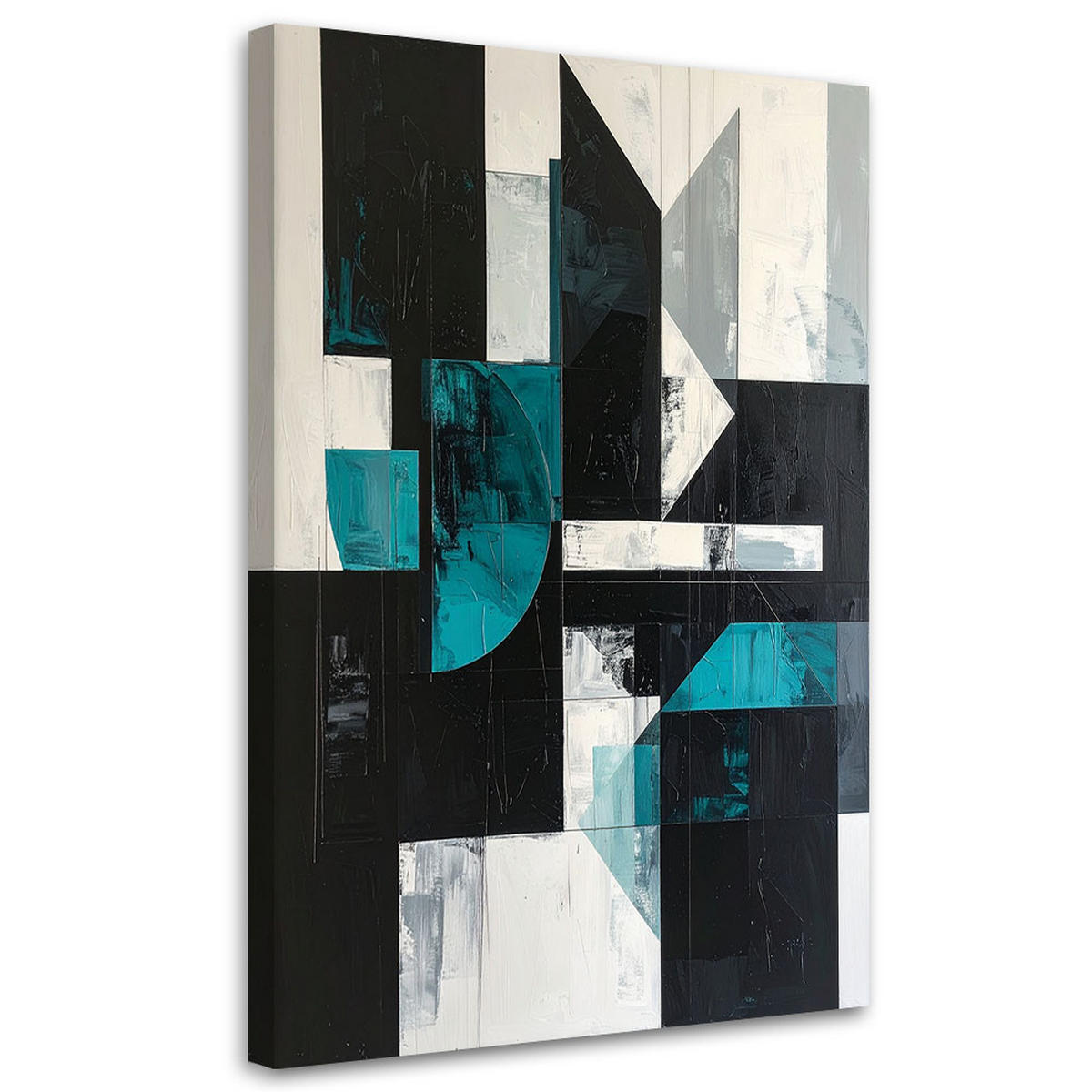 LEINWANDBILD 3D und geometrisch 60x90cm - Türkis, Textil (60/90cm) - Feeby