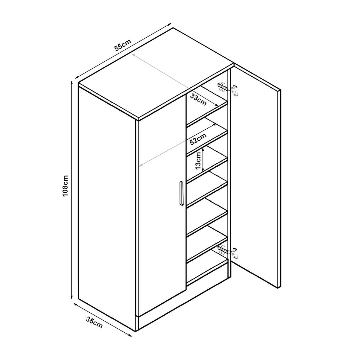 SCHUHSCHRANK Notribontaa - Anthrazit, Holzwerkstoff (55/108/35cm)