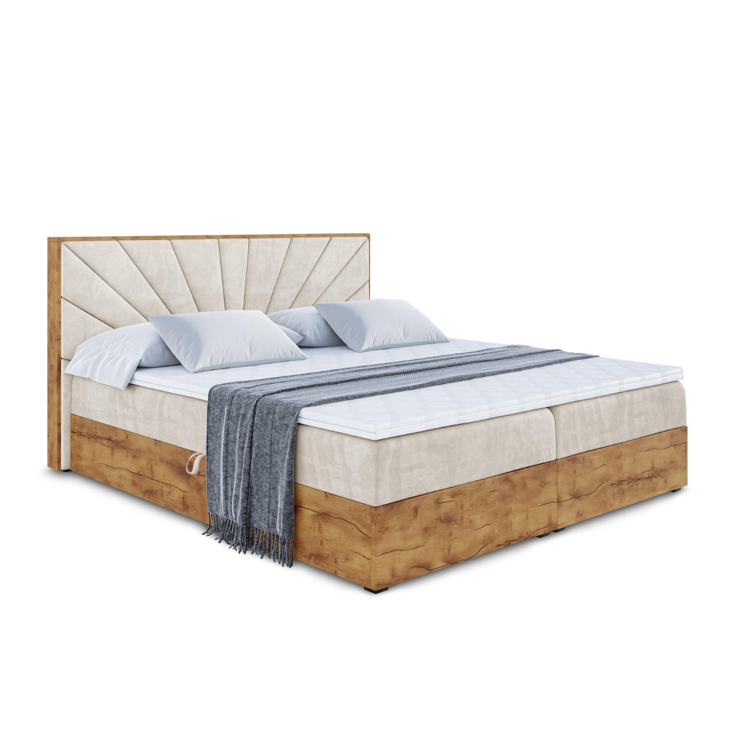BOXBETT LOLLI 06 - 180x200 - H3 - Ecru - Ecru, Holzwerkstoff/Kunststoff (180/200cm) - ALTDECOR