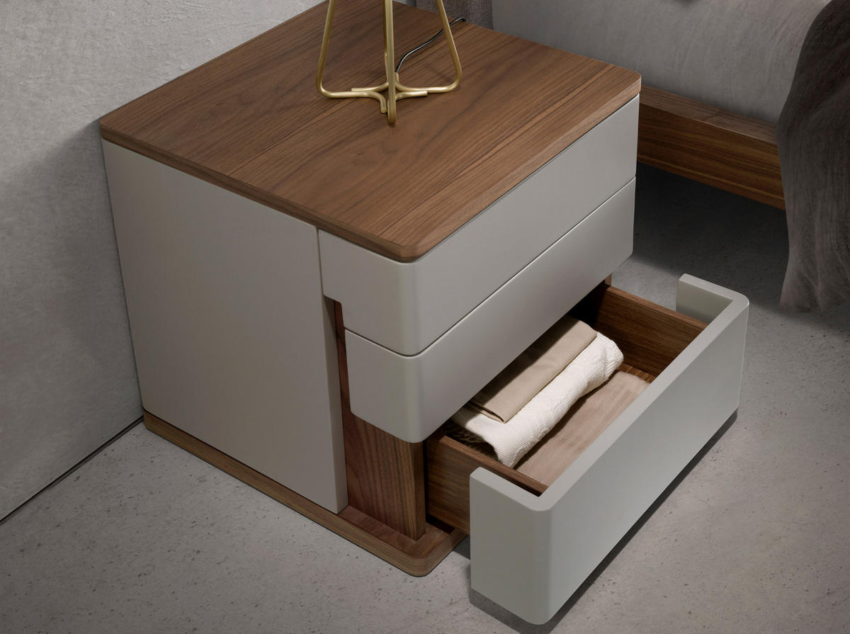 NACHTSCHRANK Rechteckig Grau Walnuss 46/46/45 cm - Walnussfarben/Grau, Holz (46/45/46cm) - ANGEL CERDA