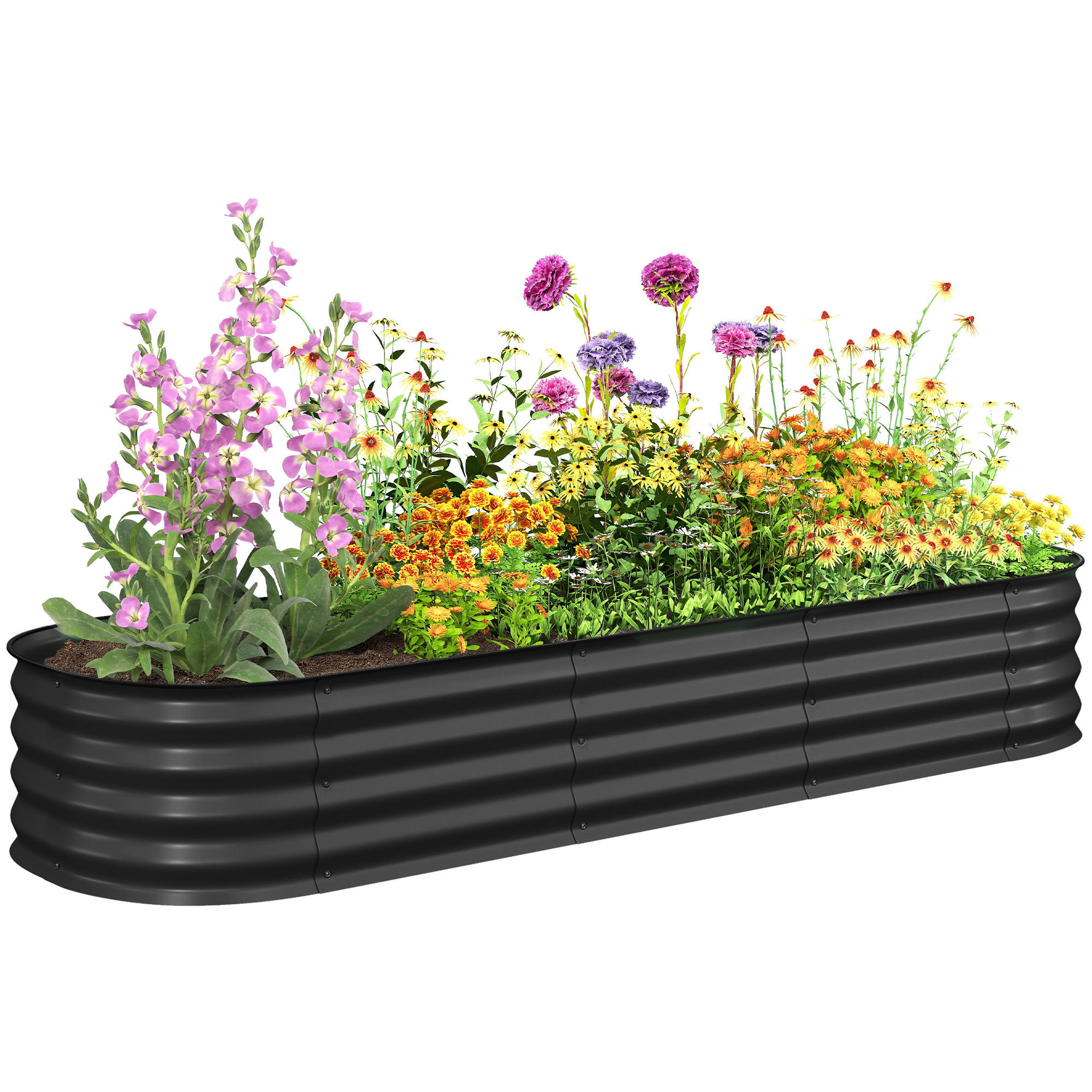 HOCHBEET DE-12237 modular 195/62/30 cm mit Gummikante Grau - Dunkelgrau, Metall (195/30/62cm) - ComfortXL