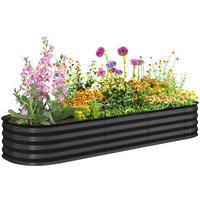 HOCHBEET DE-12237 modular 195/62/30 cm mit Gummikante Grau - Dunkelgrau, Metall (195/30/62cm) - ComfortXL