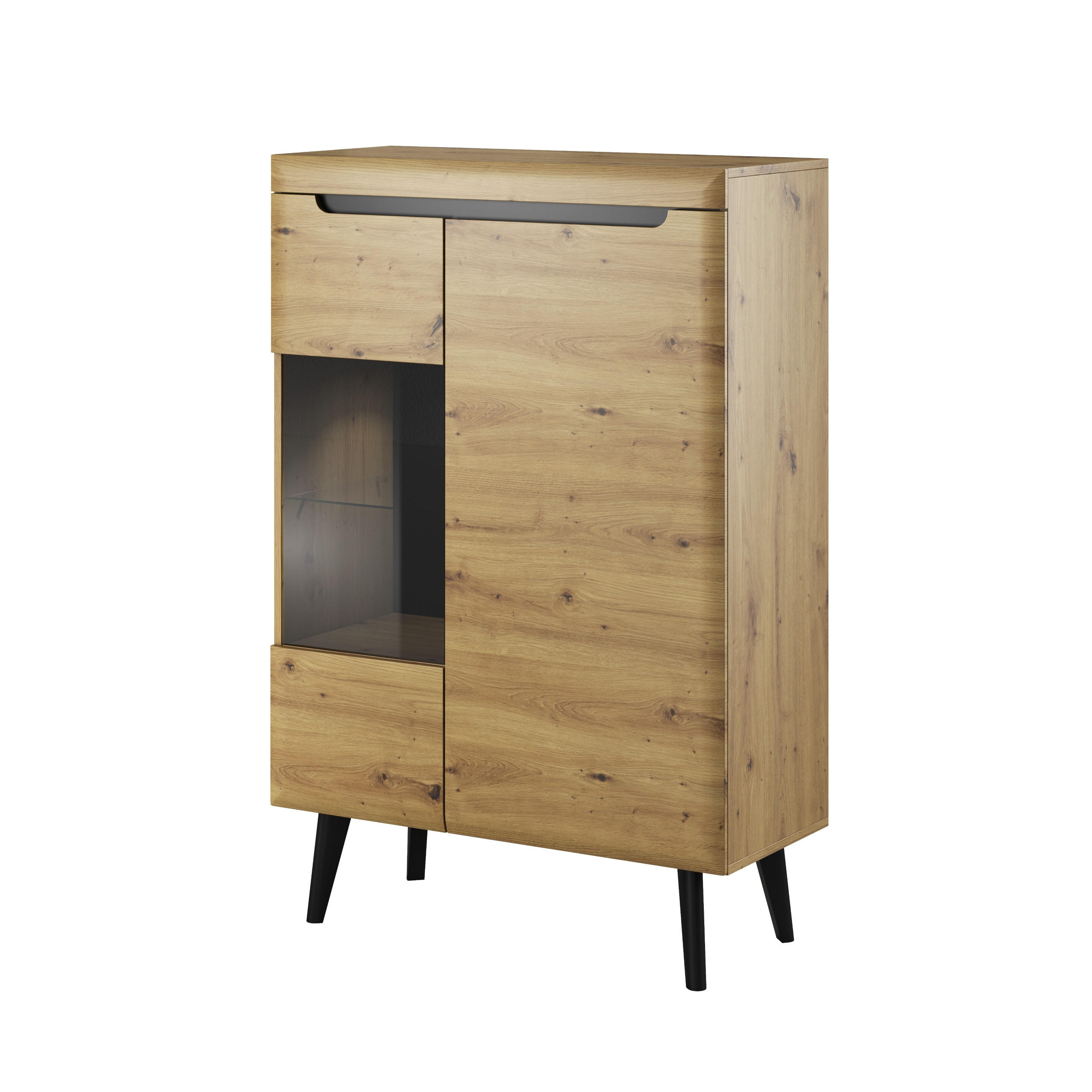 VITRINE in Eiche Artisan - Eiche Artisan, Holzwerkstoff (90/134/40cm) - MASSENO