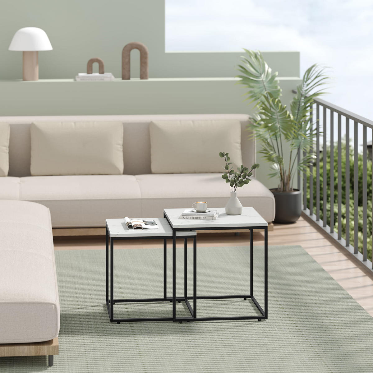COUCHTISCH 2er Set quadratisch - Creme, Holzwerkstoff (50/50/50.5cm) - Mat-Haus