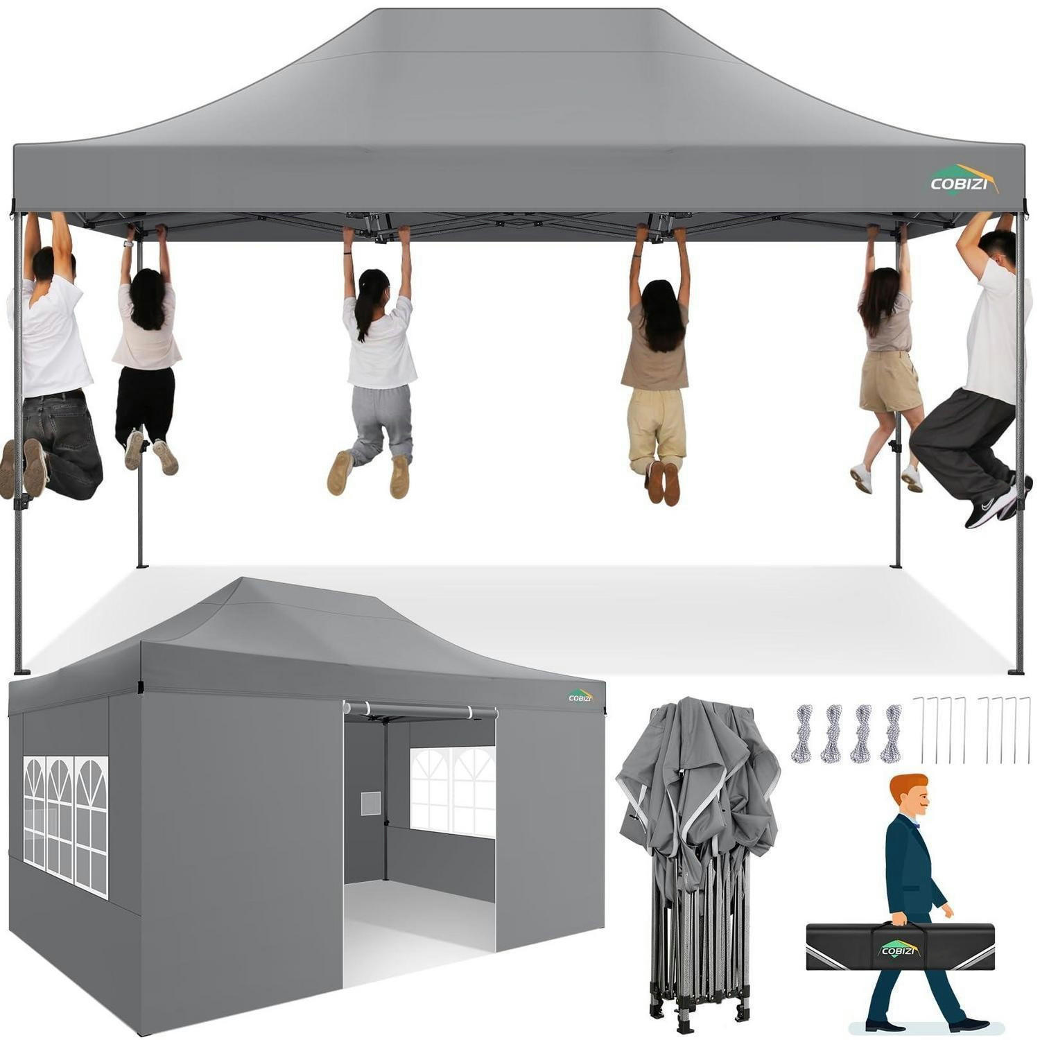 FALTPAVILLON 3x4,5m Grau mit 4 Seitenteilen Metall - Grau, Metall (300/320/450cm)