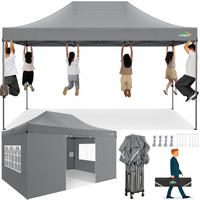 FALTPAVILLON 3x4,5m Grau mit 4 Seitenteilen Metall - Grau, Metall (300/320/450cm)