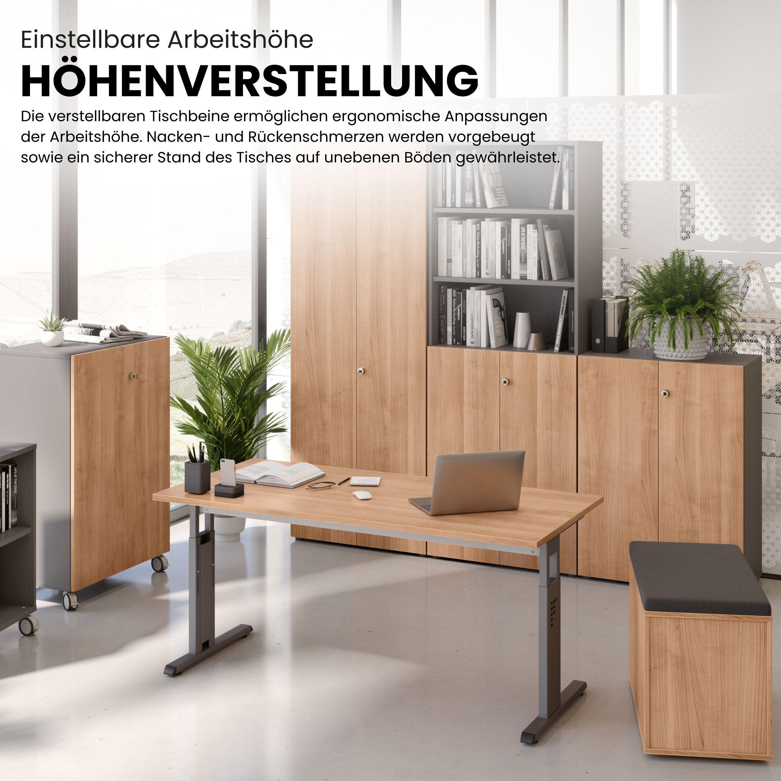 SCHREIBTISCH Serie-O 80/80/74 cm in Nussbaumfarben/Silberfarben - Silberfarben/Nussbaumfarben, Holzwerkstoff (80/80/74cm) - bümö