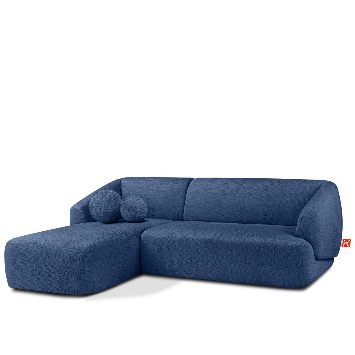ECKSOFA LINKS VIRA, Blau, Chenille - Blau/Schwarz, Holz/Holzwerkstoff (300/160cm) - KONSIMO®