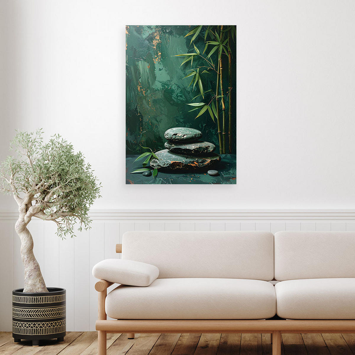 LEINWANDBILD Zen und Orientalisch 80x120cm - Grün, Textil (80/120cm) - Feeby