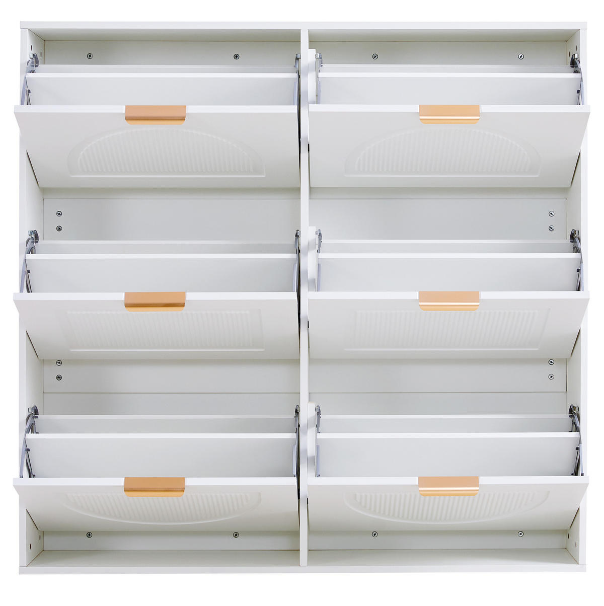 SCHUHSCHRANK aus MDF & Spanplatte 118x25x115cm in Weiß mit 6 Schuhkippern - Weiß, Holzwerkstoff (118/115/25cm) - Modfu