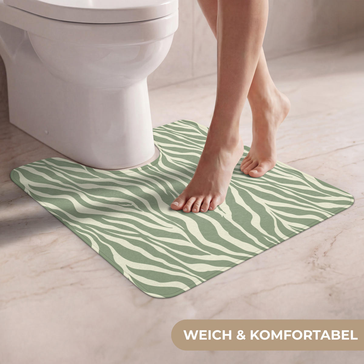 WC PŘEDLOŽKA Zebra - Motiv - zelená 55x60 cm - šalvějově zelená, textil/plast (55/1cm) - OnlyWow