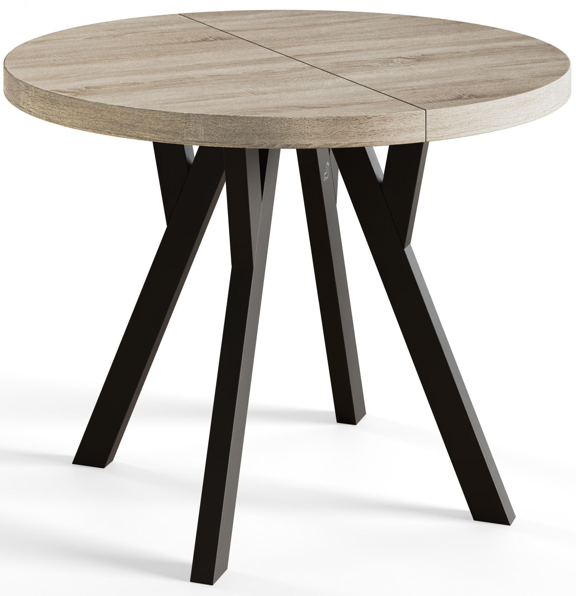 ESSZIMMERTISCH OVO, ausziehbarer Tisch 90 cm bis 190 cm, Farbe: SONOMA, mit Holzbeinen in Farbe Schwarz - Schwarz/Sonoma Eiche, Holzwerkstoff (90/90/77cm) - Alpi-Möbel