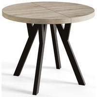 ESSZIMMERTISCH OVO, ausziehbarer Tisch 110 cm bis 210 cm, Farbe: SONOMA, mit Holzbeinen in Farbe Schwarz - Schwarz/Sonoma Eiche, Holzwerkstoff (110/110/77cm) - Alpi-Möbel