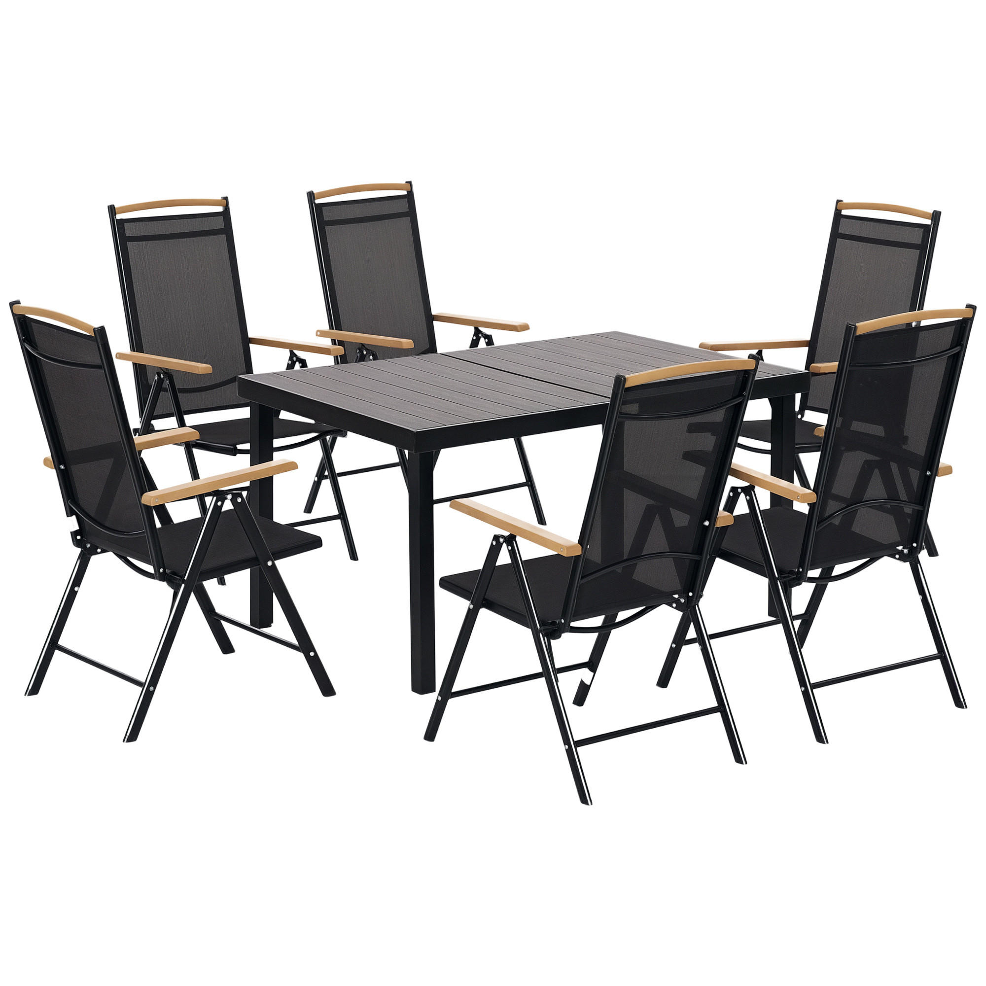 GARTENMÖBEL-SET Schwarz 140.0/90.0/74.0cm - Schwarz, Metall