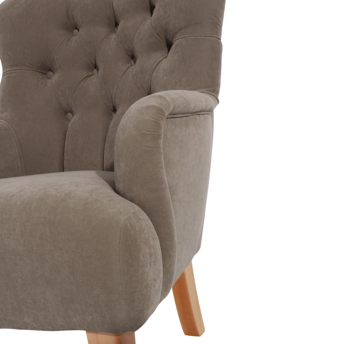 SESSEL Kaiya Bezug Veloursstoff Buche natur / sahara - Graubraun, Kunststoff (71/97/82cm) - 58aufmkessel