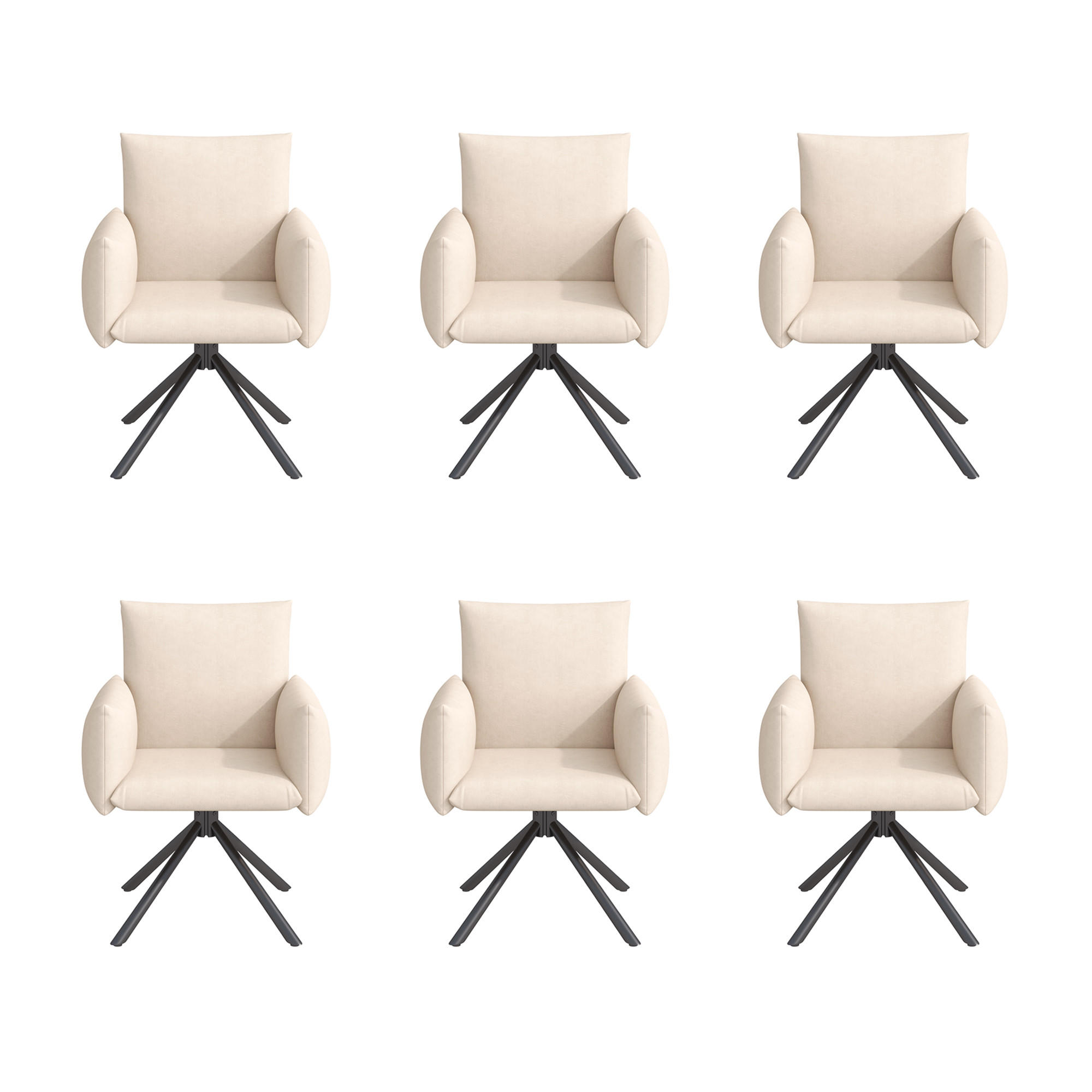 ESSZIMMERSTUHL 6er Set Drehstuhl Samt Beige Lordosenstütze - Beige, Textil (60/86/64cm) - FLIEKS