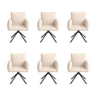 ESSZIMMERSTUHL 6er Set Drehstuhl Samt Beige Lordosenstütze - Beige, Textil (60/86/64cm) - FLIEKS