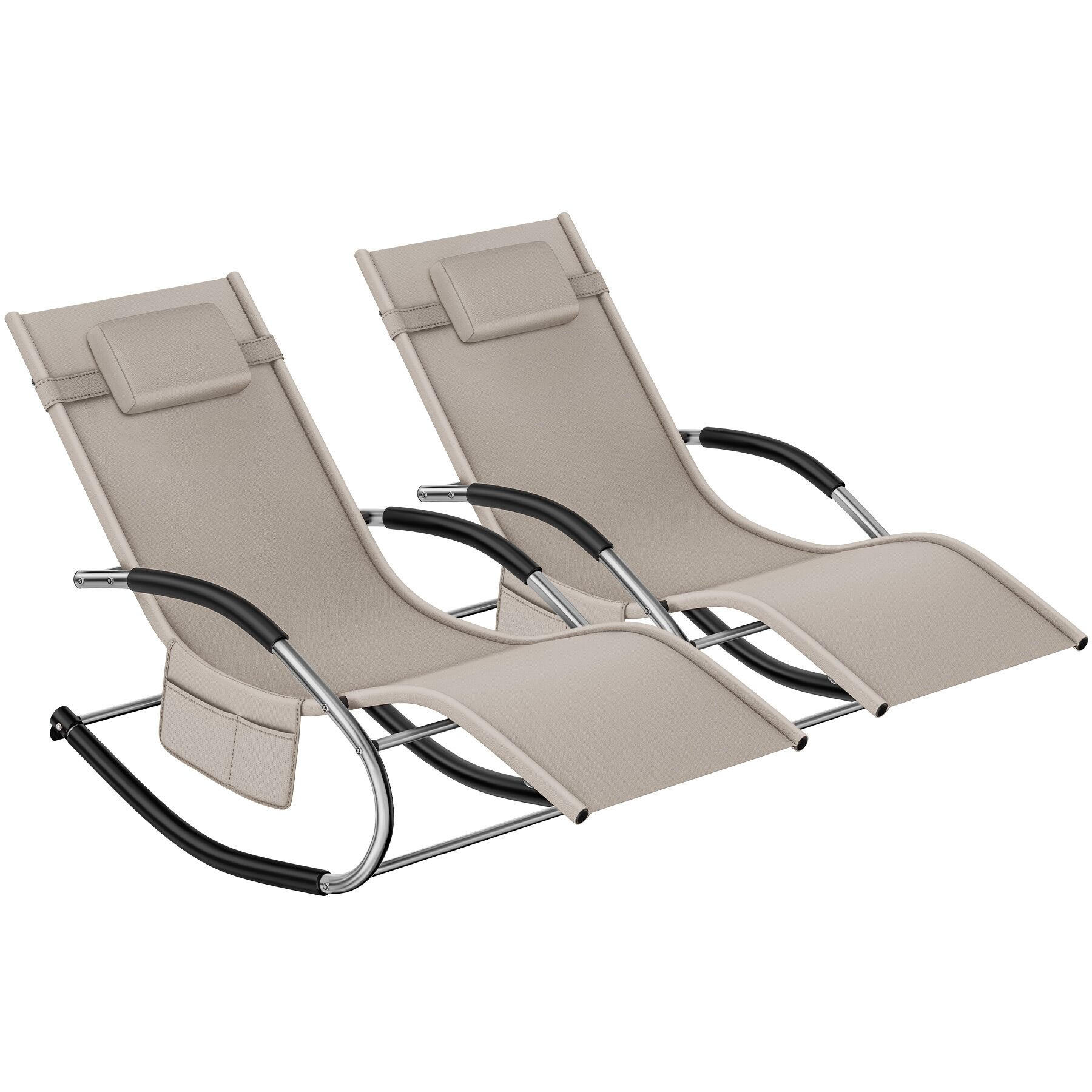 GARTENLIEGE Taya, abnehmbares Kopfpolster, seitliche Aufbewahrungstasche, beige - Beige, Kunststoff (62/92/142cm) - tectake