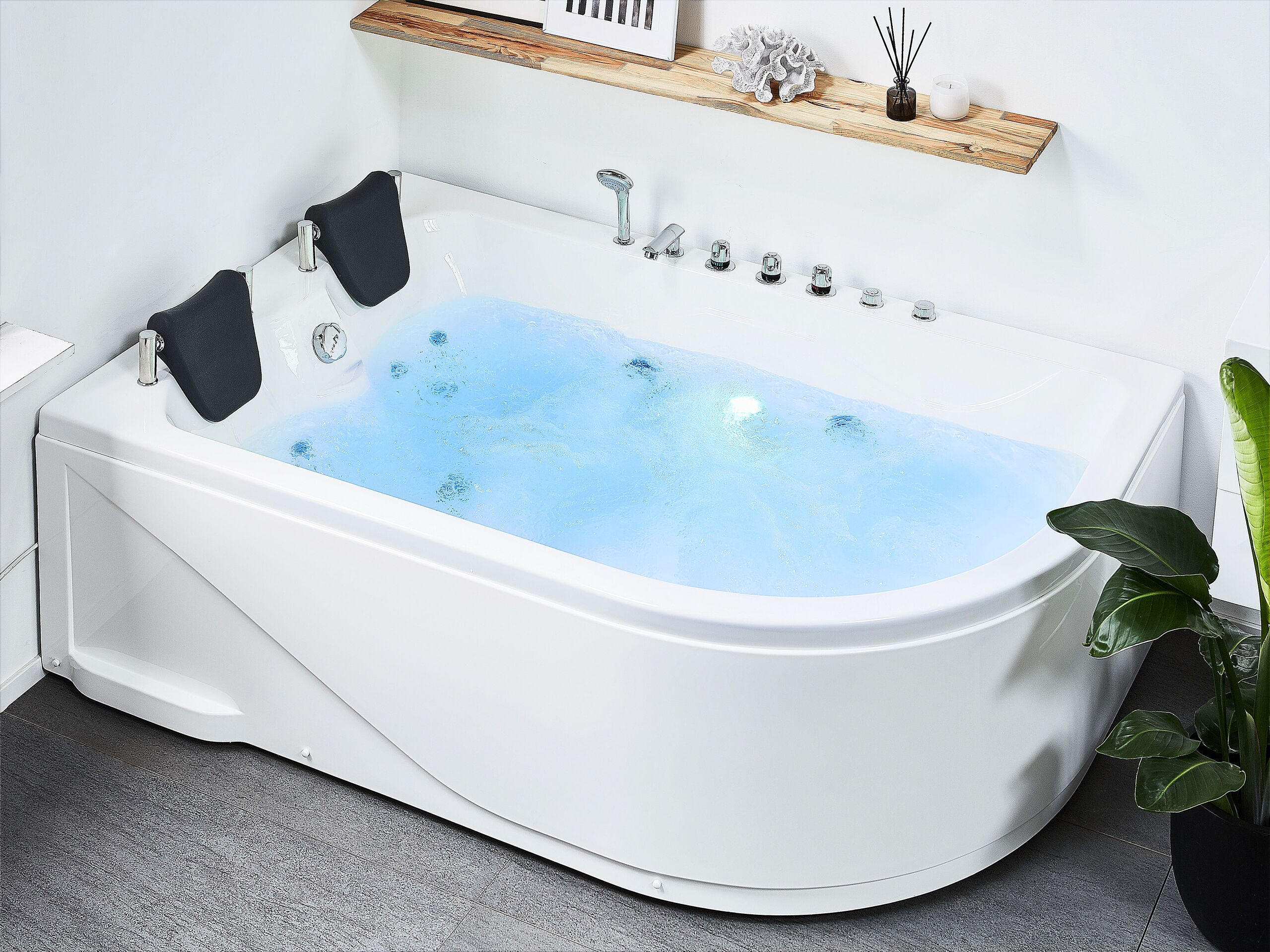 WHIRLPOOL BADEWANNE mit LED 120x180x70 cm weiß Calama - Weiß, Kunststoff (120/70/180cm) - Beliani