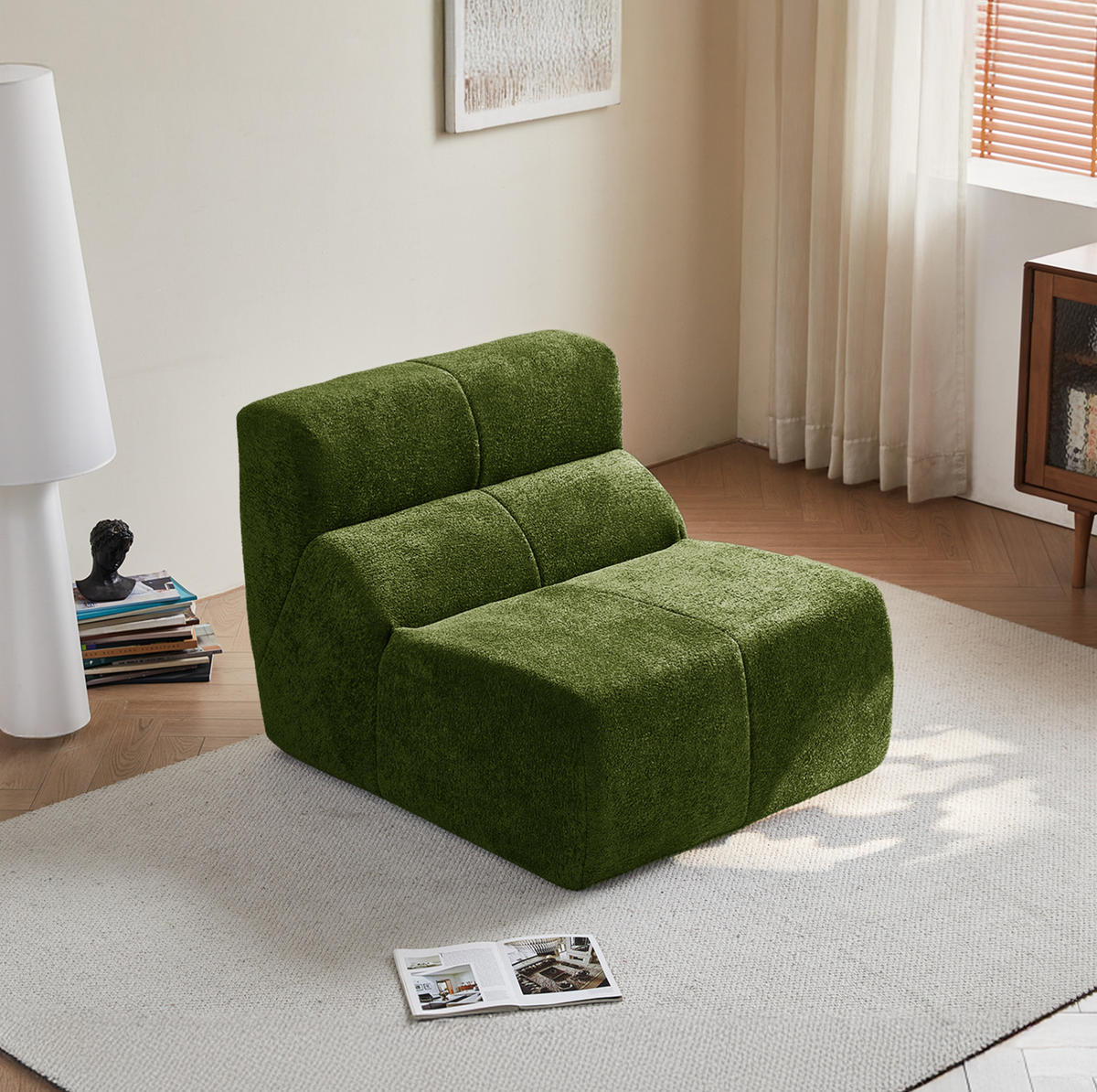 SOFA-SESSEL Samtbezug komprimiert ohne Montage 94/110/79 cm Grün - Grün, Textil (110/79/94cm) - Redom