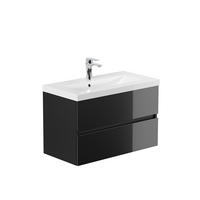 BADMÖBELSET WANGEROOGE BIG DELUXE S - Schwarz, S - Schwarz, Holz/Keramik (48/41/80cm) - Home Deluxe