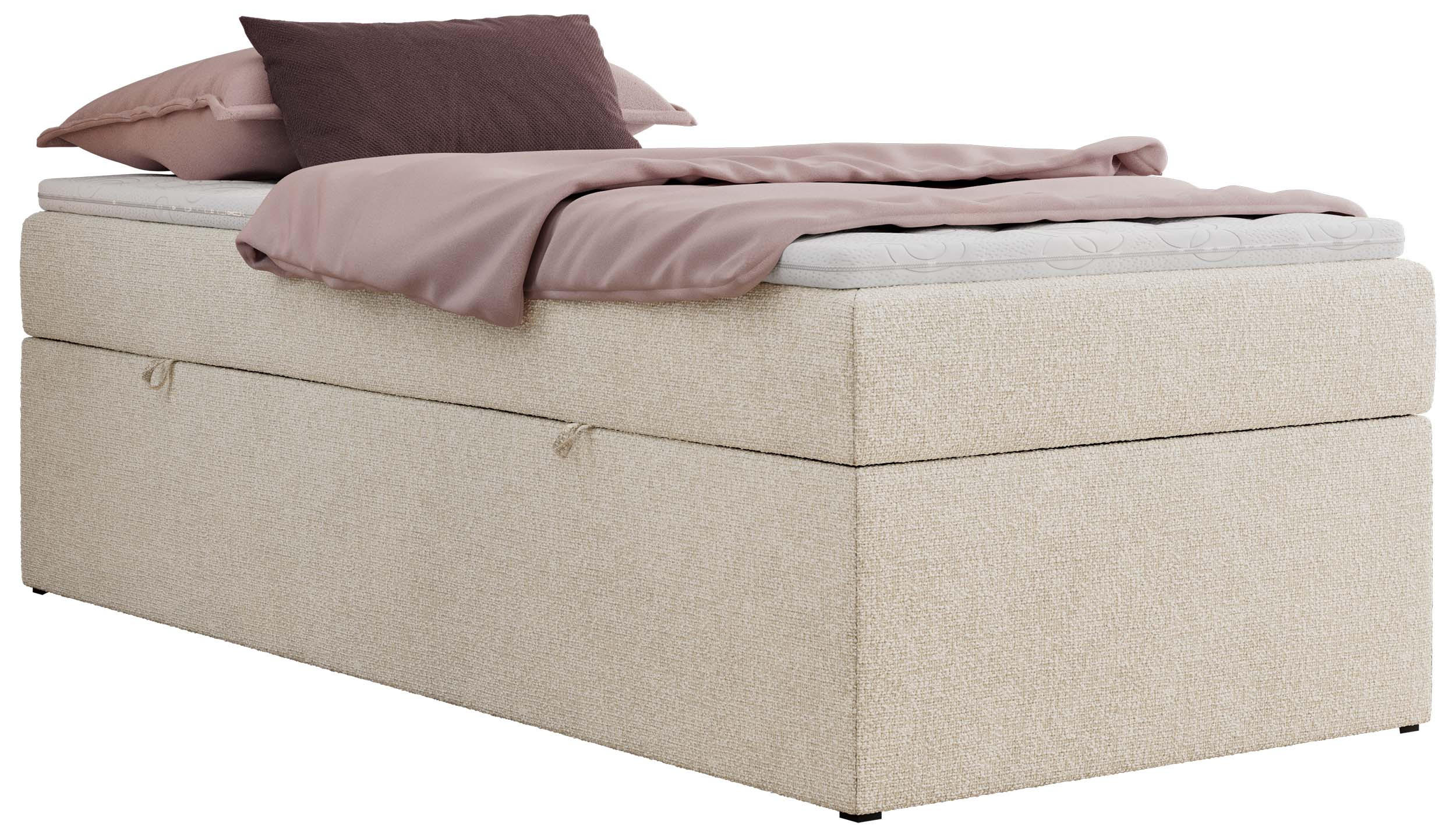BOXBETT ZERO 90/200 - Creme Struktur - H3 - Topper T25 - Creme, Textil (90/200cm) - MKS