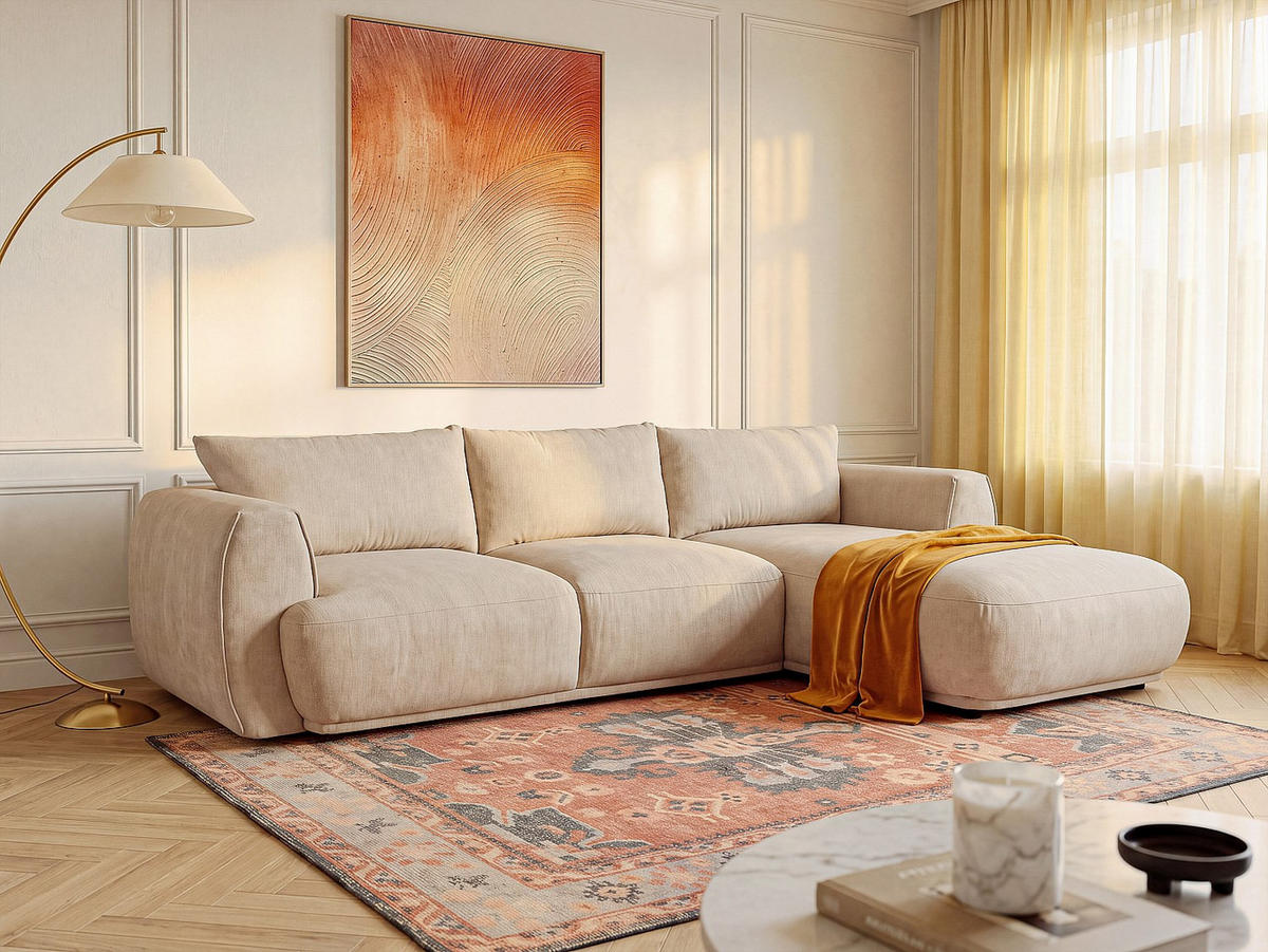 SOFA - 5 Personen - stoff - beige Pukima - Beige, Kunststoff/Textil (276/97cm) - Vente-Unique