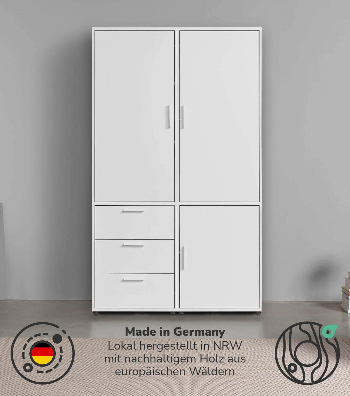 KLEIDERSCHRANK Der Grenzenlose - Weiß, Holzwerkstoff (120/187/58cm) - Mokebo