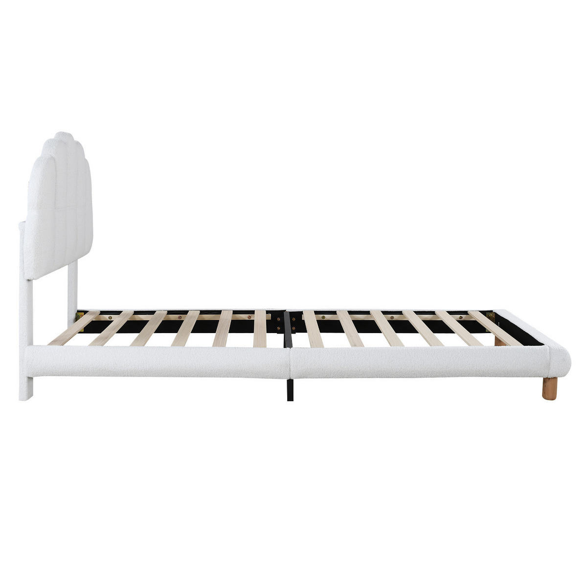POLSTERBETT 90/200 cm aus Bouclé und MDF mit höhenverstellbarem Kopfteil Weiß - Weiß, Textil (90/200cm) - Modenvie