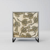 SIDEBOARD ALMONDINE SONGBIRD, Grau, 57,5x42x67,5 cm, Schwarze Metall-Rahmenfüße - Multicolor/Schwarz, Holzwerkstoff/Metall (57.5/67.5/42cm) - SpaceRebels