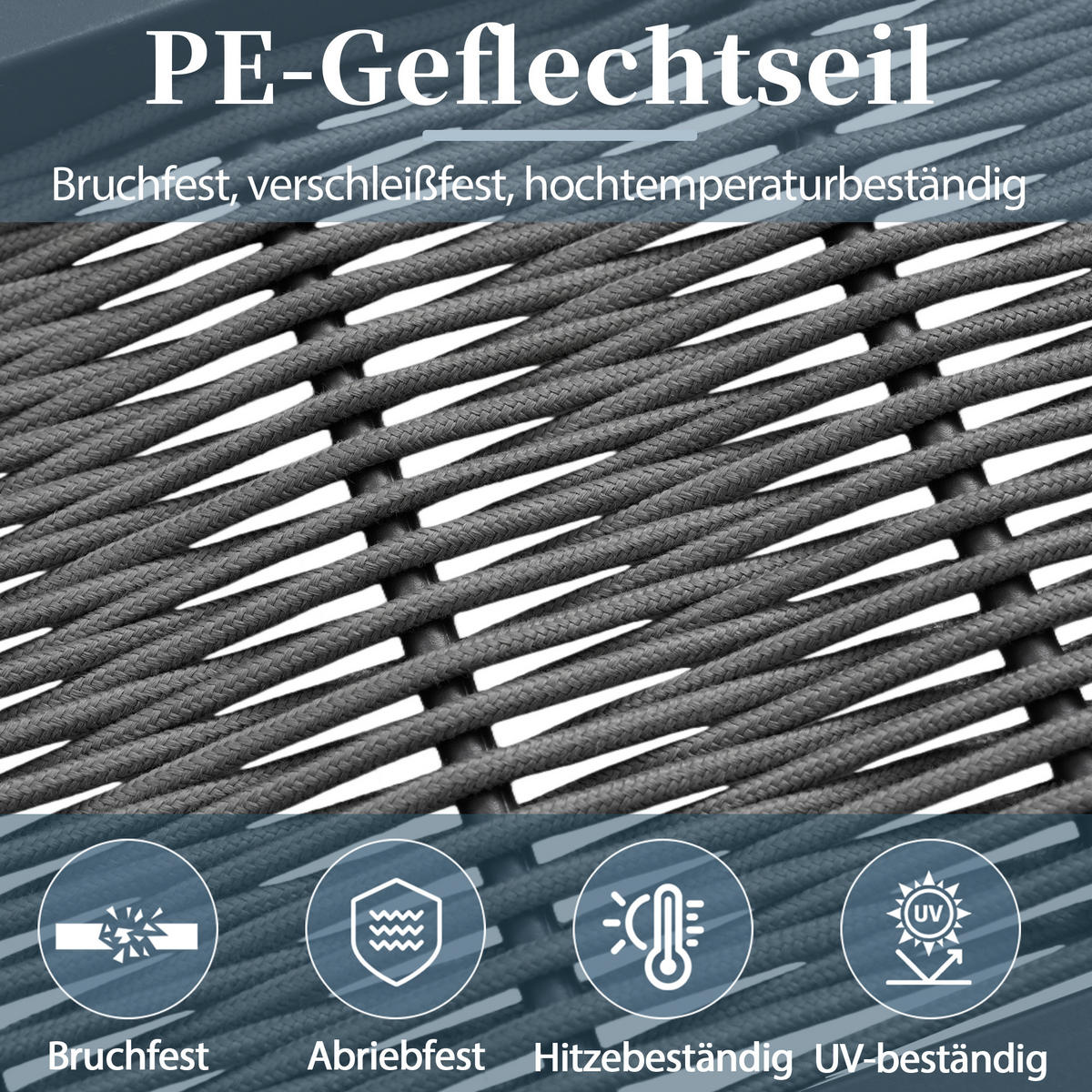 GARTEN-ESSGRUPPE 8 Personen Eckstellung Glastisch Grau - Grau, Textil - FLIEKS