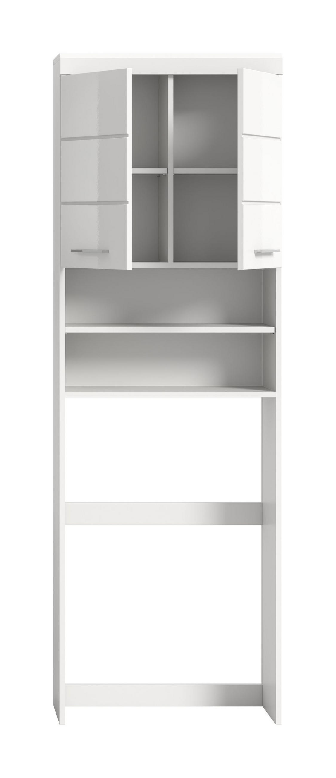 WASCHMASCHINENÜBERBAU Vento Bad in weiß Nachbildung und weiß hochglanz B/H/T: 63x191x24 cm - Weiß, Holz (63/191/24cm)