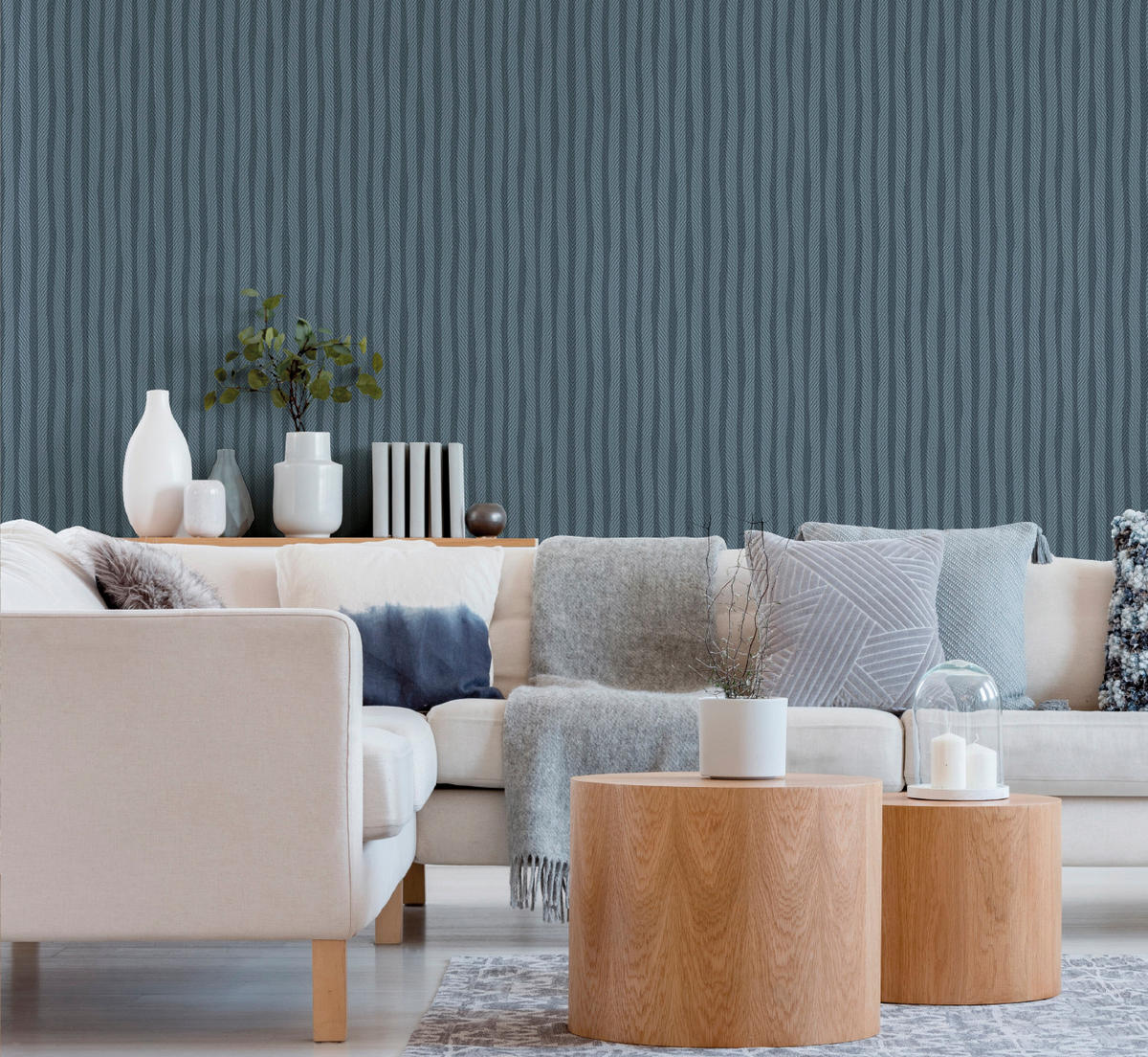TAPETE Streifen 53 cm x 10 m - Blau, Papier (53/1000cm) - Sanders & Sanders
