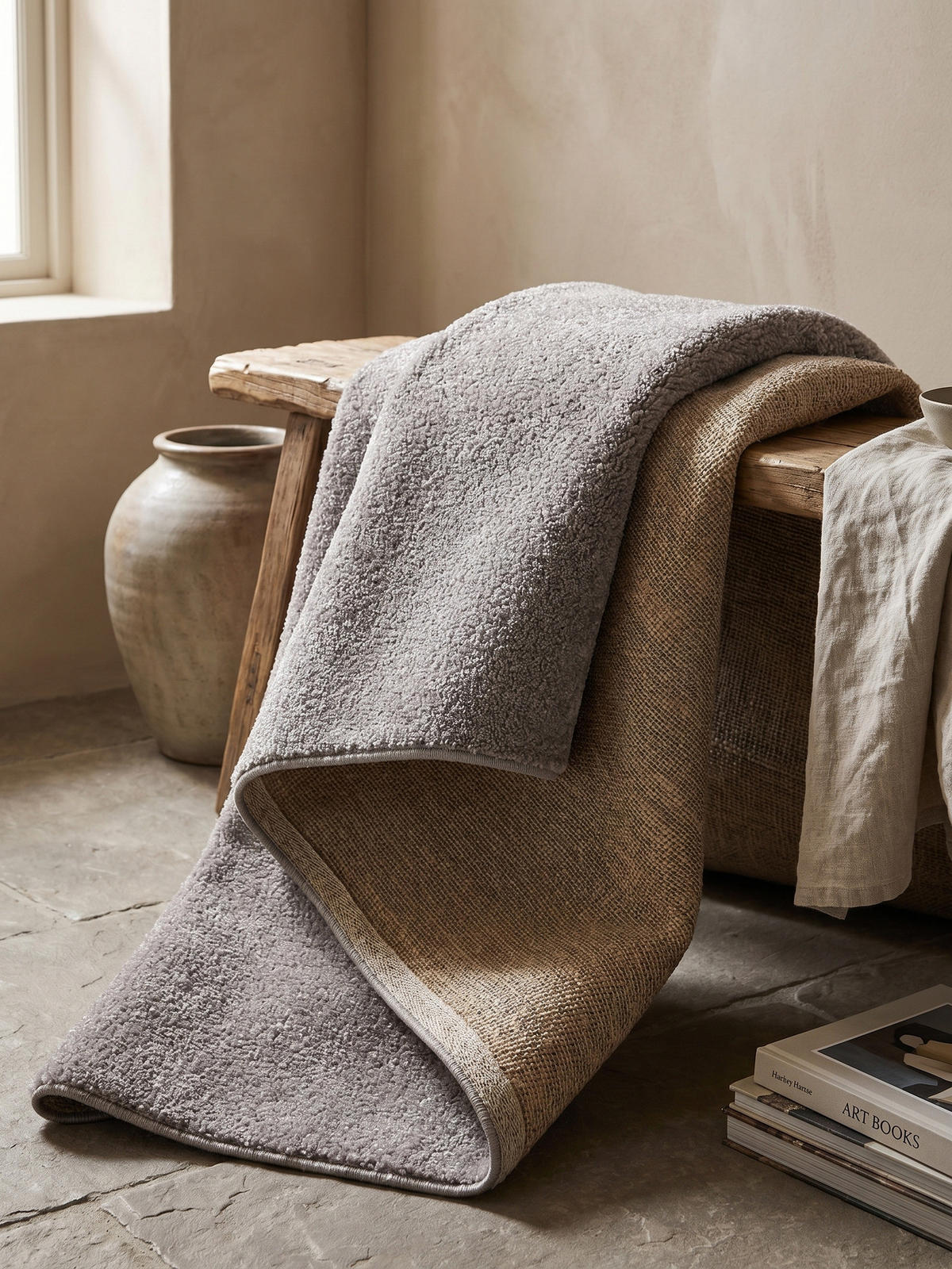 TEPPICH Flur Einfarbig Pflegeleicht Waschbar Wohnzimmer OEKO-TEX Beige 200x290 cm Gekettelt – MAIN - Beige, Textil (200/290cm) - KADIMA DESIGN