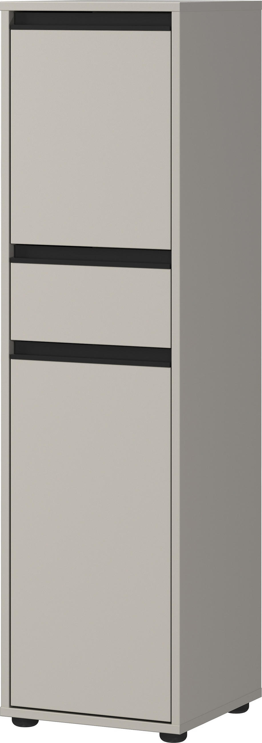 BADSCHRANK schmal HAMBURG Soft-Close, 33x121x34 cm | Steingrau - Grau, Holzwerkstoff (33/121/34cm) - KADIMA DESIGN