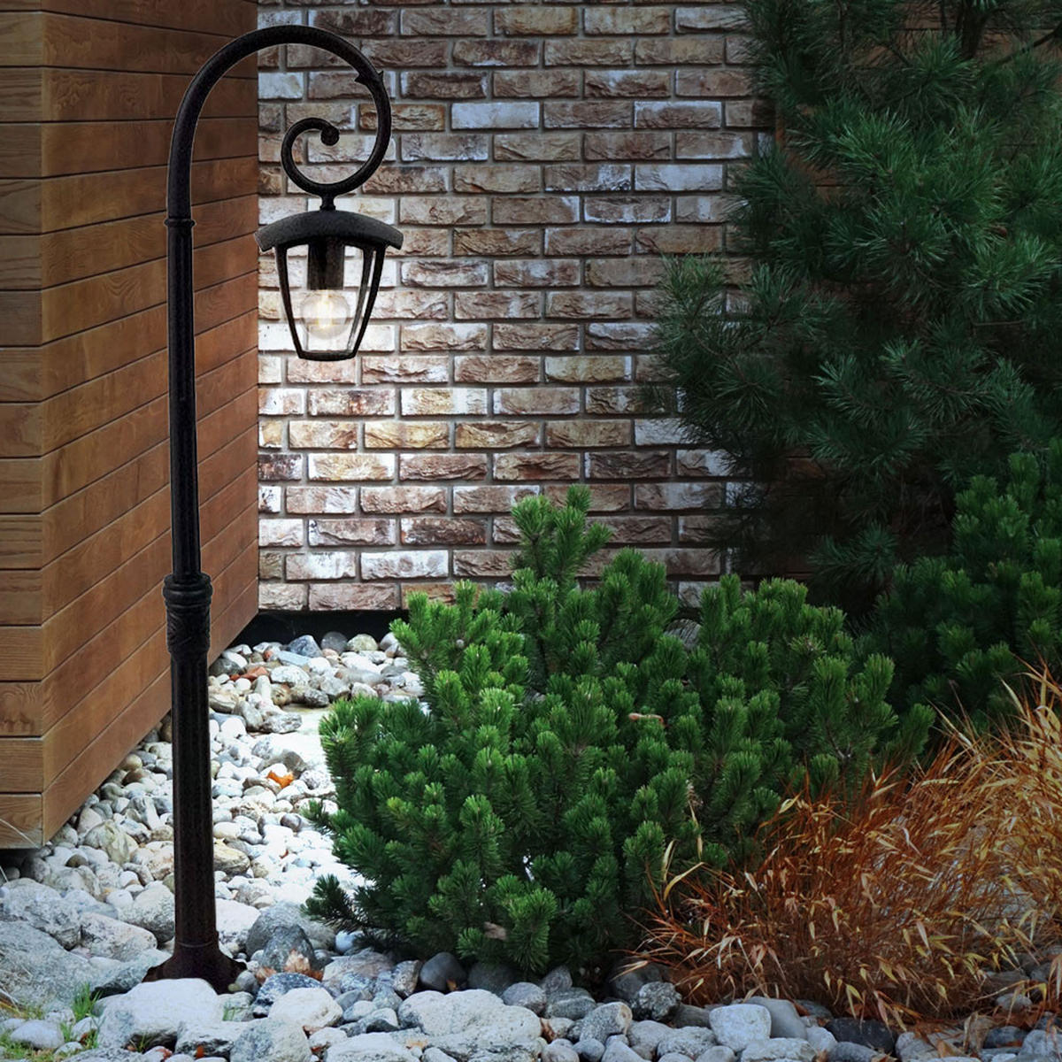 STEHLATERNE Aluminium Schwarz - Schwarz, Metall (34.5/34.5/136.5cm)