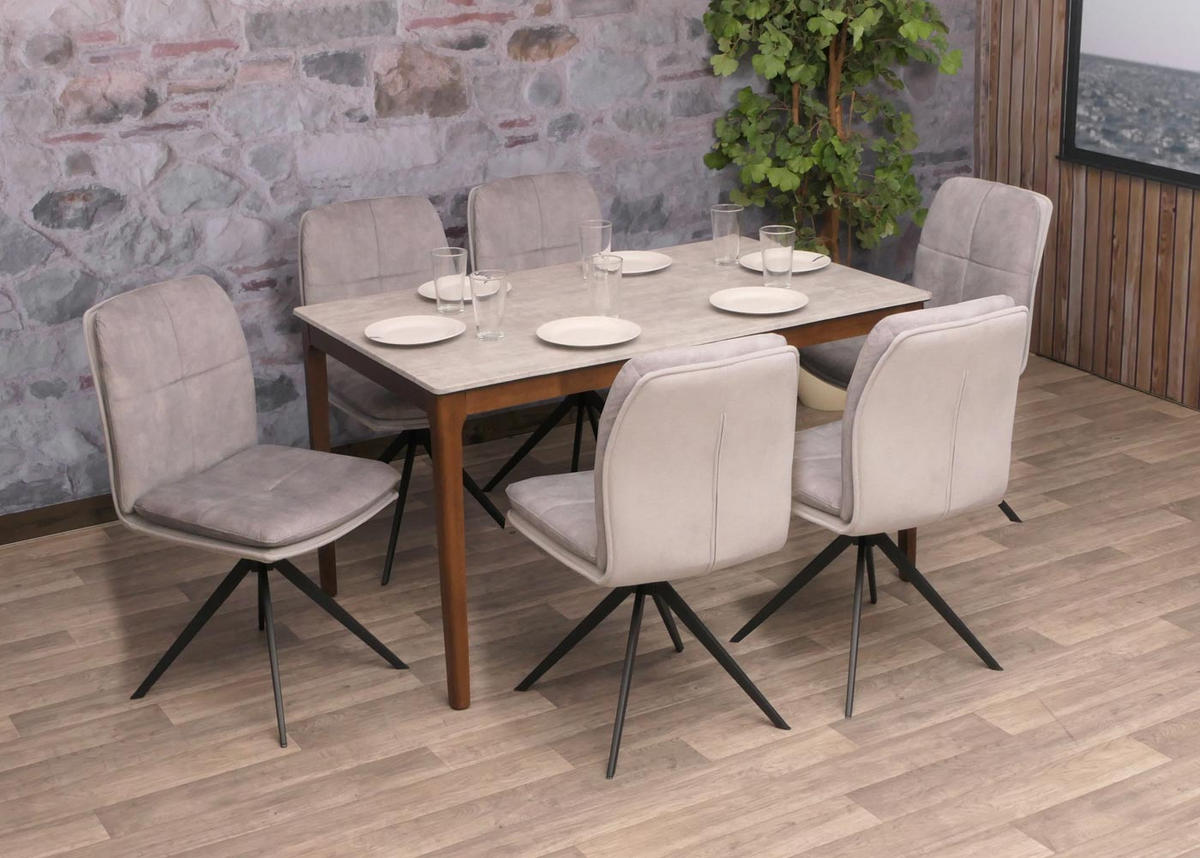 ESSZIMMERSTUHL Grau 6er-Set - Grau, Textil (47/90/56cm) - MCW