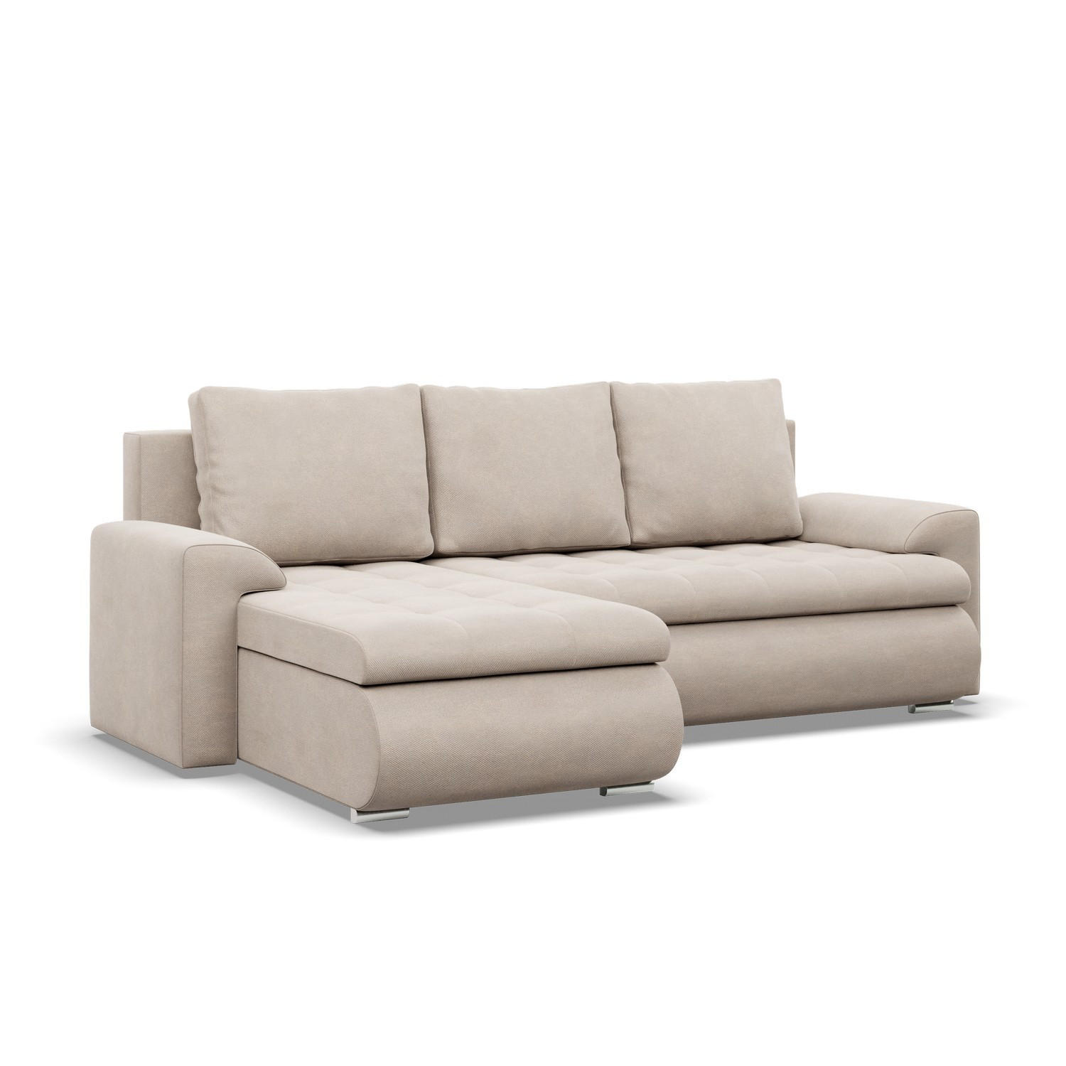 ECKSOFA LINKS MIT SCHLAFFUNKTION FORESTA, Beige - Beige, Textil (230/159cm) - Mebligo