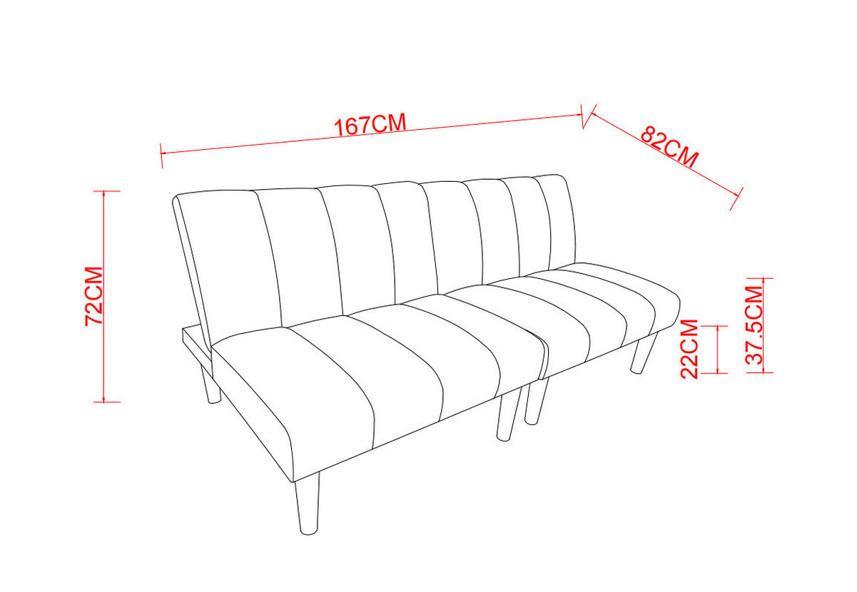 SCHLAFSOFA aus beigem Cord, klappbar und mit verstellbarer Rückenlehne - Beige, Textil (167/72/82cm) - Urban Meuble