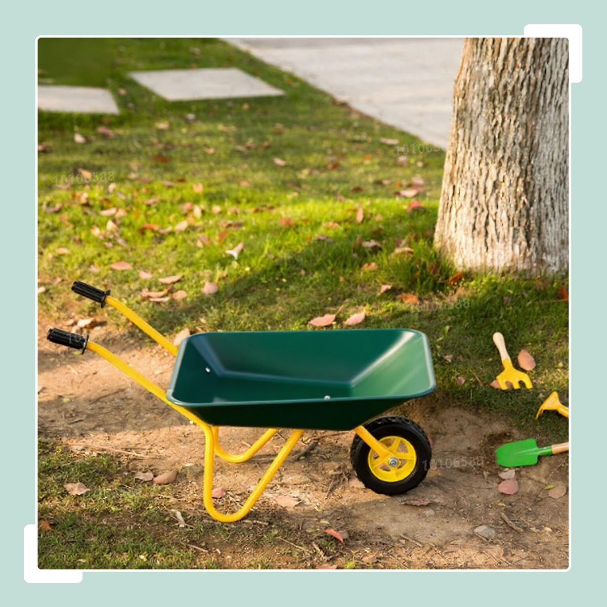 KINDER-SCHUBKARRE - Dunkelgrün, Kunststoff/Metall (74/43/36cm) - Relaxdays