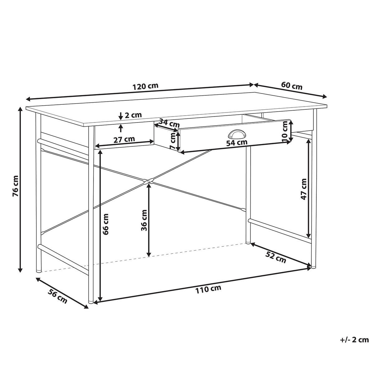 SCHREIBTISCH dunkler Holzfarbton 120/60/76 cm Casco - Dunkelgrau, Holzwerkstoff (60/120/76cm) - Beliani