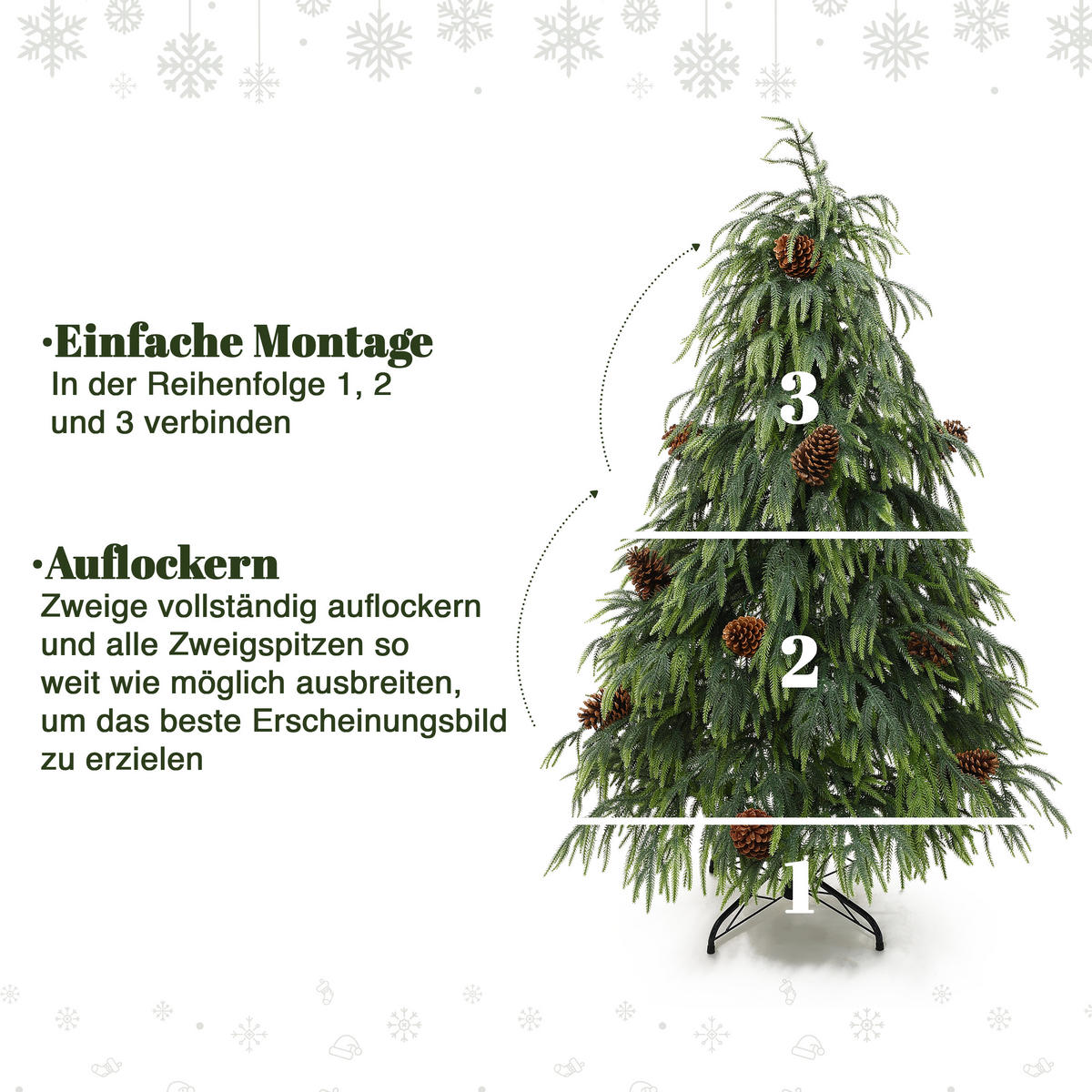 WEIHNACHTSBAUM 150 cm Norfolk-Optik, 3070 PE-Zweigspitzen - Grün, Kunststoff (150cm) - Hometopia