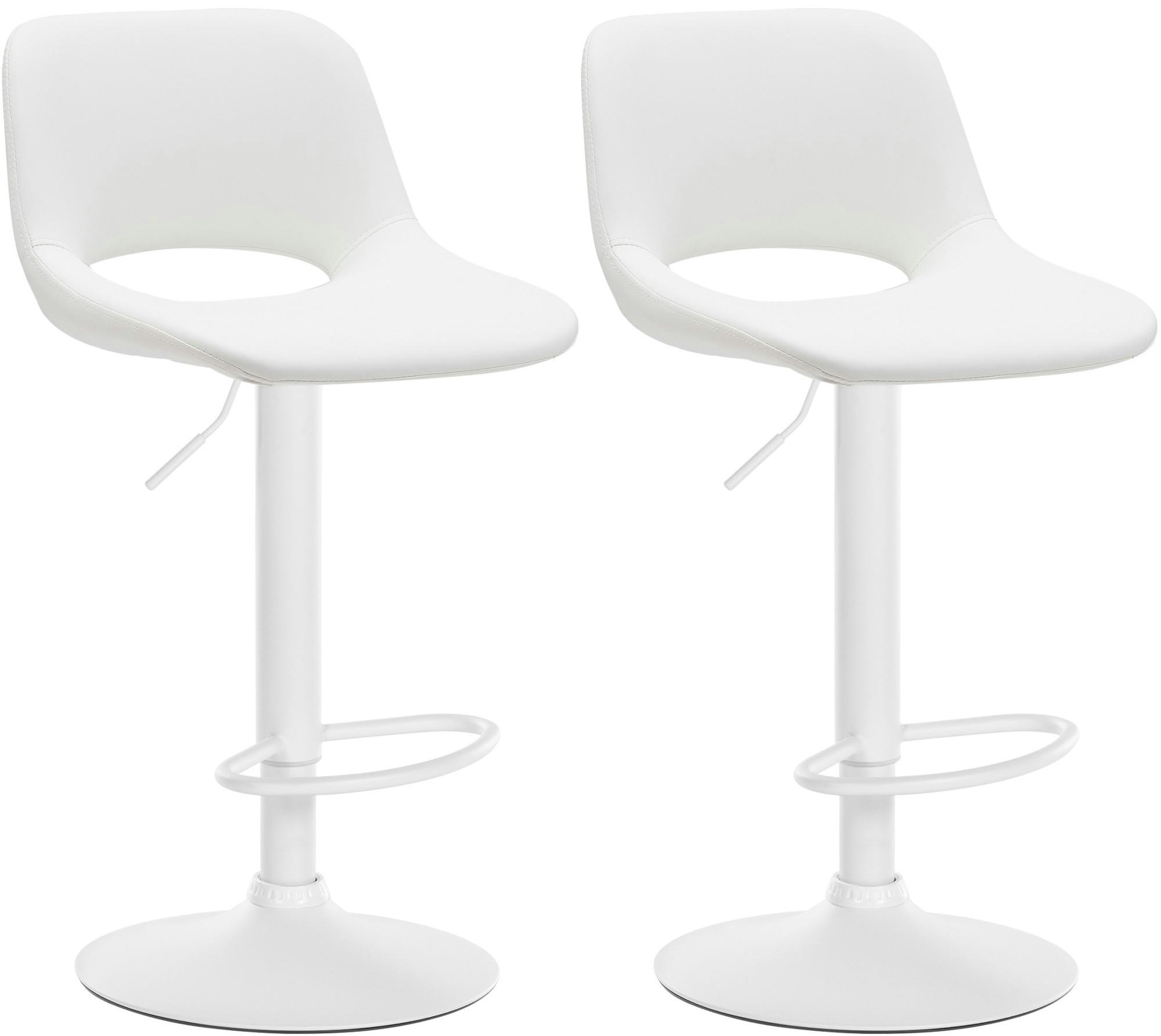 BARHOCKER 2er Set Lederlook weiß - Weiß, Textil/Metall (42/86/46cm) - CLP