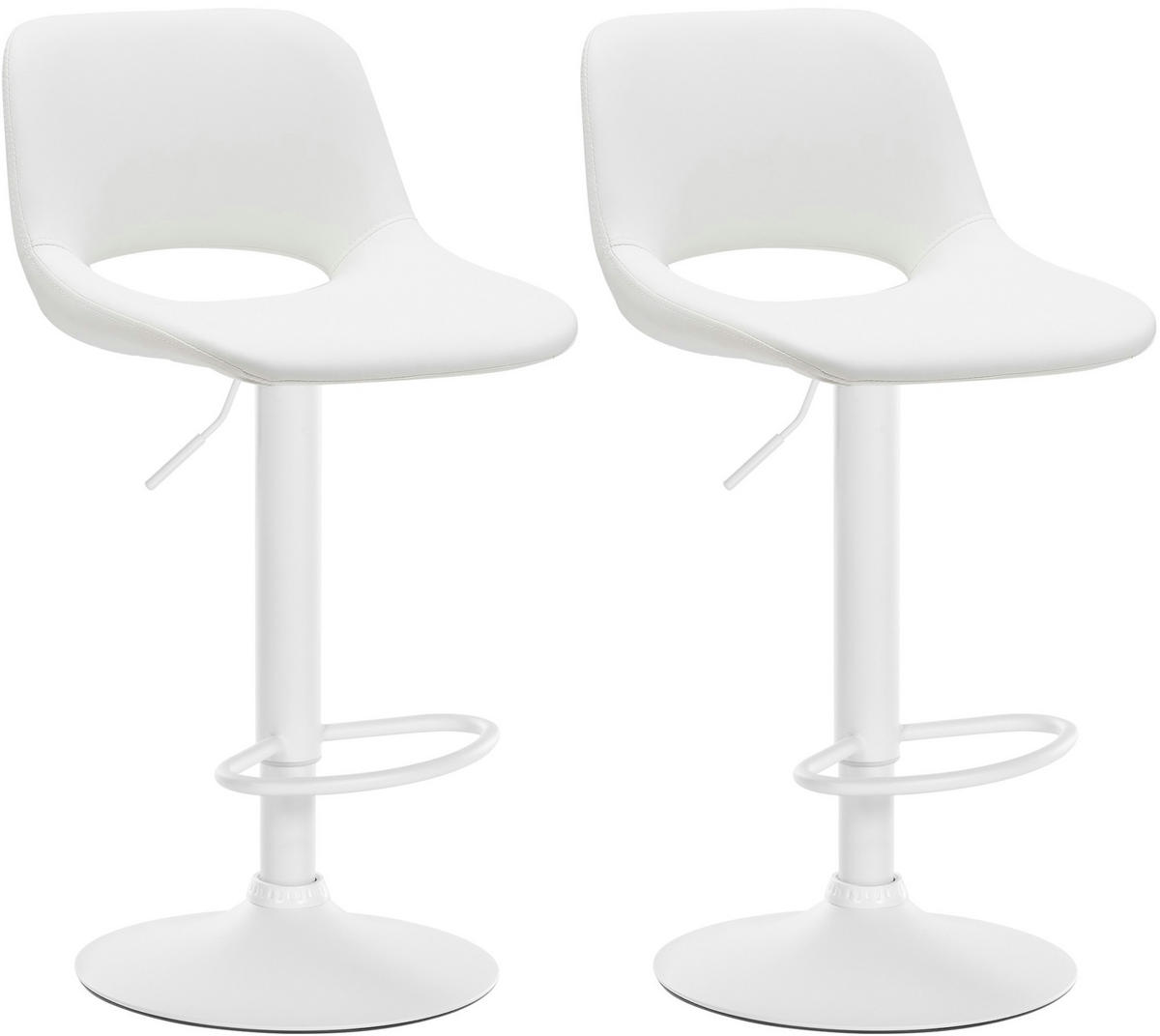 BARHOCKER 2er Set Lederlook weiß - Weiß, Textil/Metall (42/86/46cm) - CLP