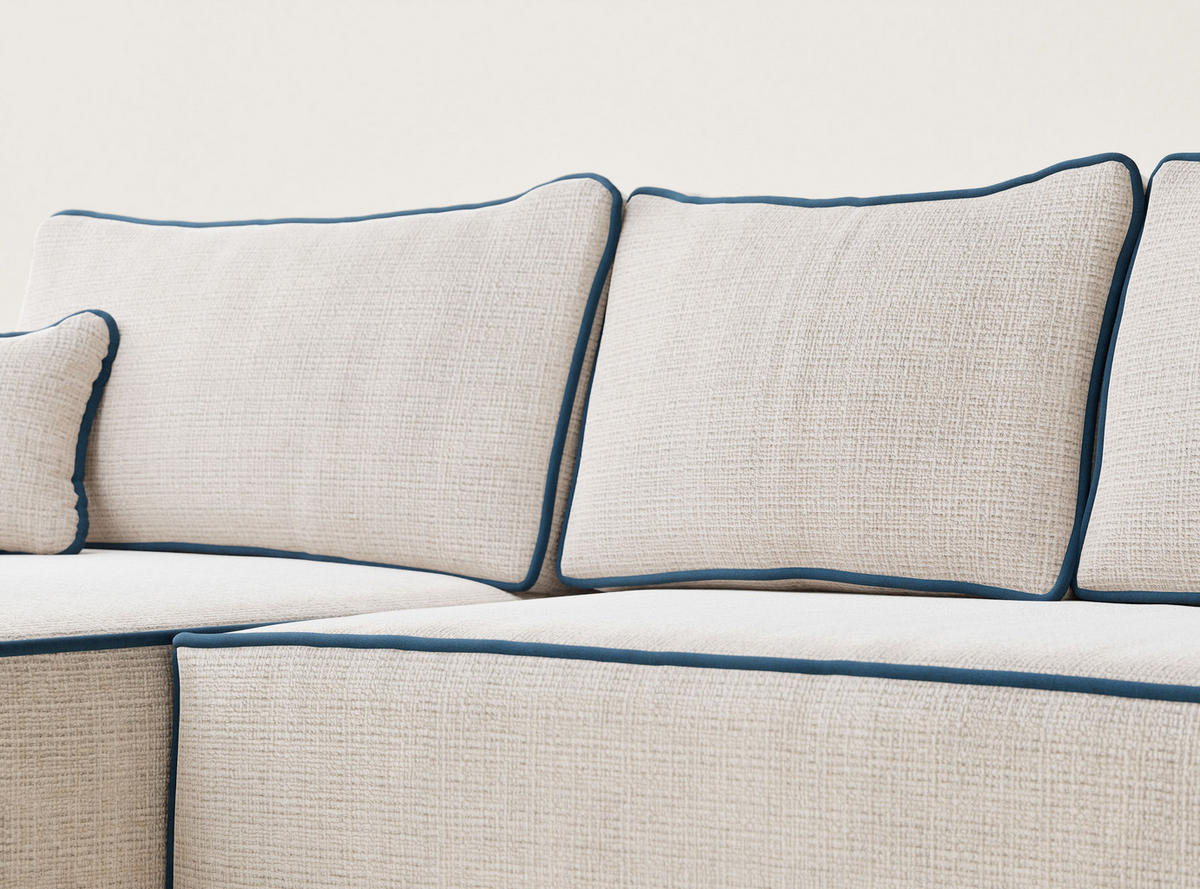 ECKSOFA MIT SCHLAFFUNKTION Modo Kupferfarbe Chenille-Stoff - Links Seite - Creme/Schwarz, Holz/Holzwerkstoff (185/294cm) - Maison de Reve