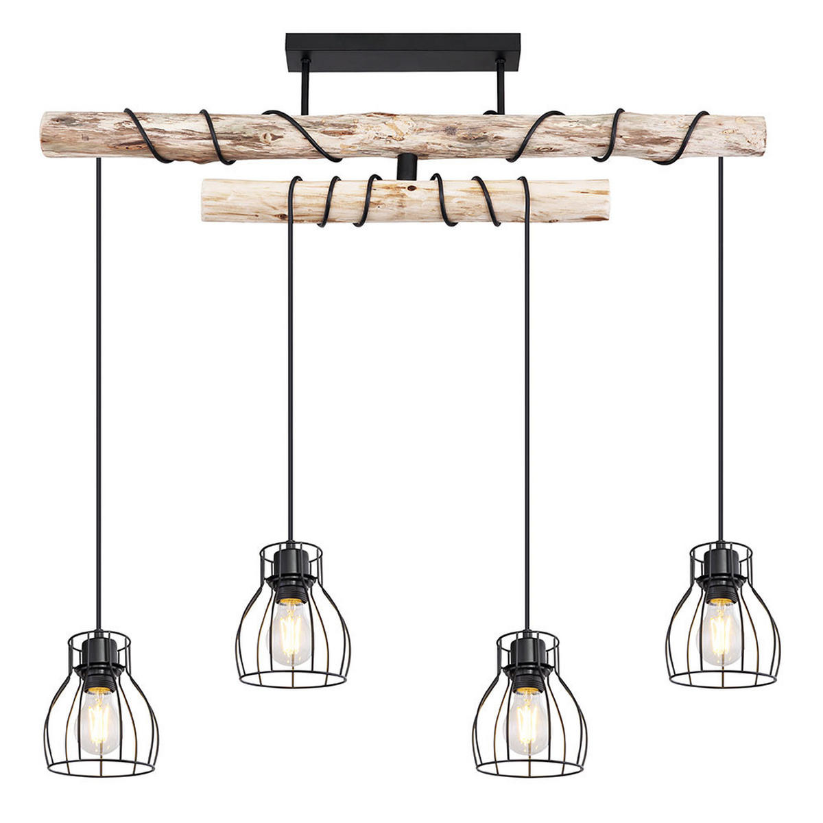 LED HÄNGELEUCHTE Holzbalken Braun - Braun, Holz (90/14/100cm) - Globo Lighting