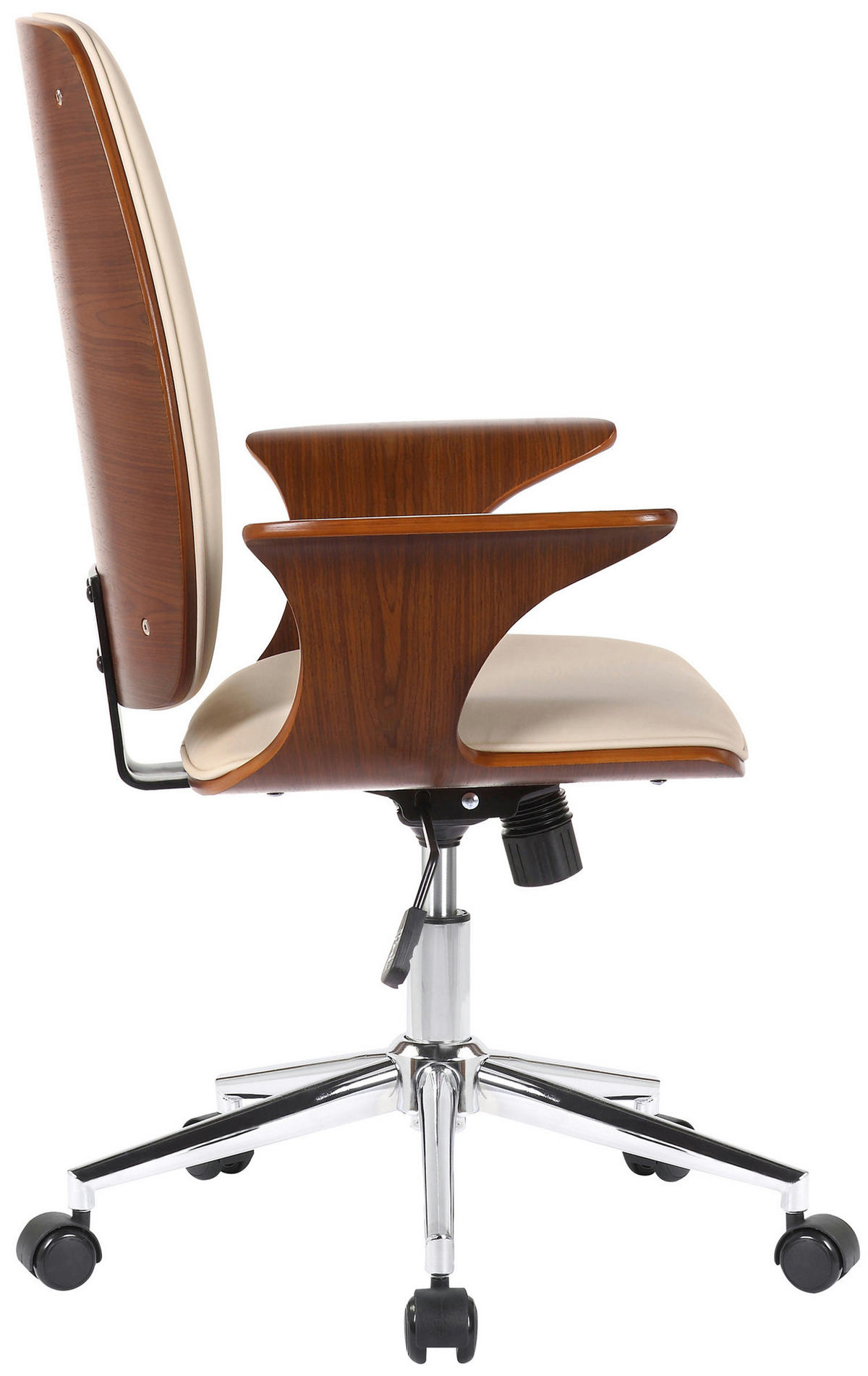 BÜROSTUHL Burton, Kunstleder Walnuss/Creme - Creme, Textil/Metall (67/101/68cm) - TPFLiving