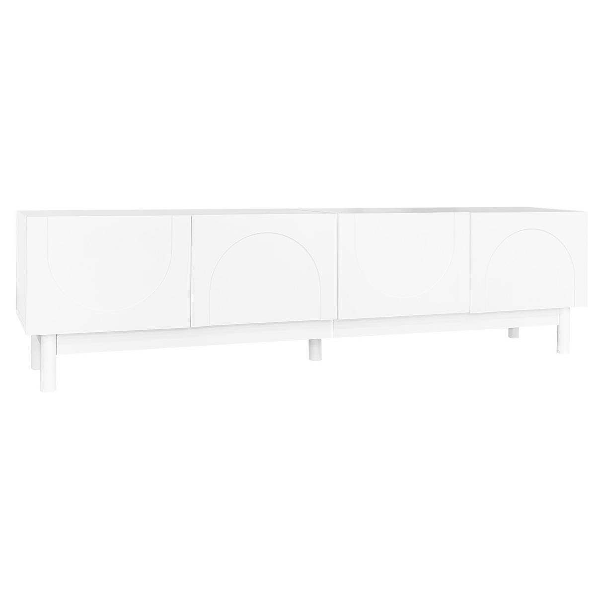 TV-LOWBOARD aus MDF und Holzwerkstoff 169x34x45,5 cm Weiß mit 4 Türen und Einlegeböden - Weiß, Holzwerkstoff (169/45.5/35cm) - Modfu